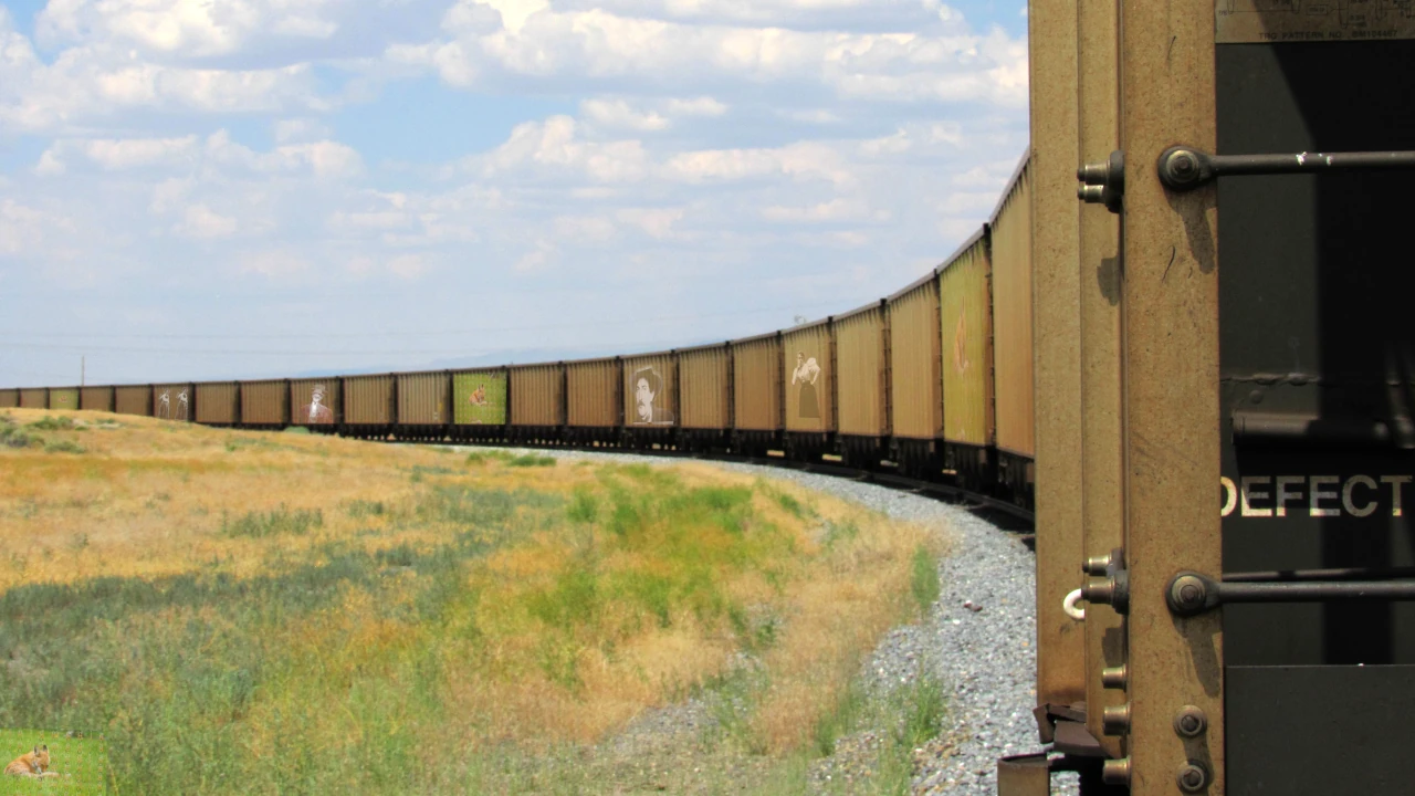 Photos of Flynn, Debs, Reitman and Goldman digitally tagging a train.